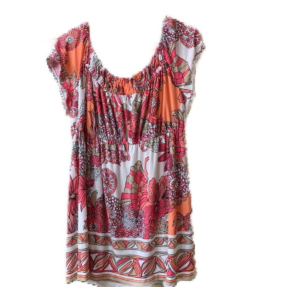 Boston Proper satin pink multicolored floral top